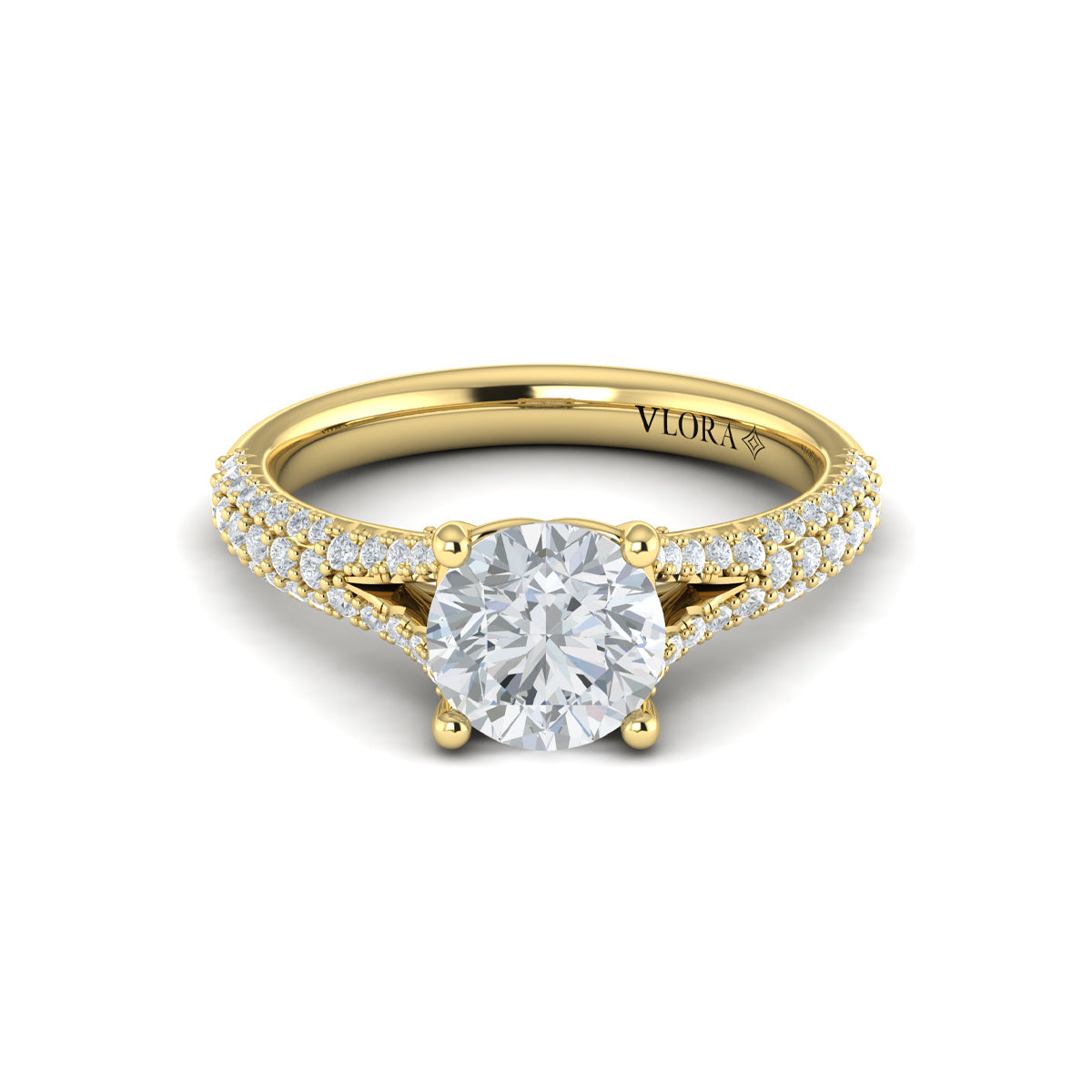 18kt Yellow Gold Diamond Cathedral Split Shank Ring