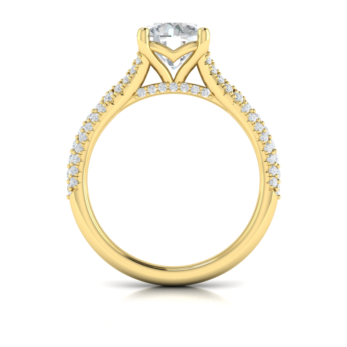18kt Yellow Gold Diamond Cathedral Split Shank Ring