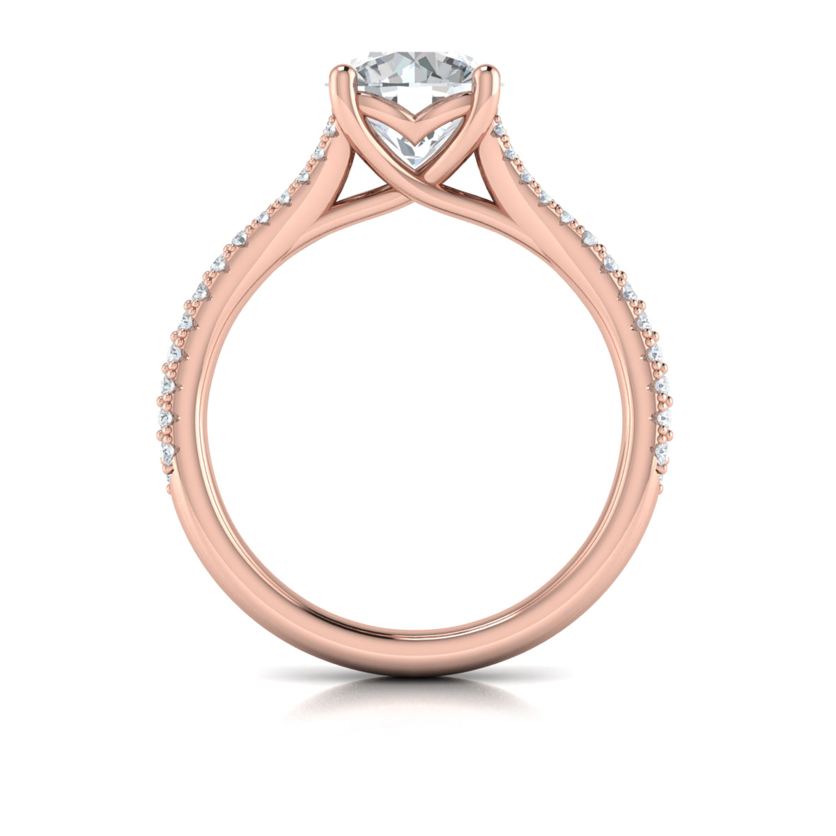 18kt Rose Gold Cathedral Split Shank Diamond Ring