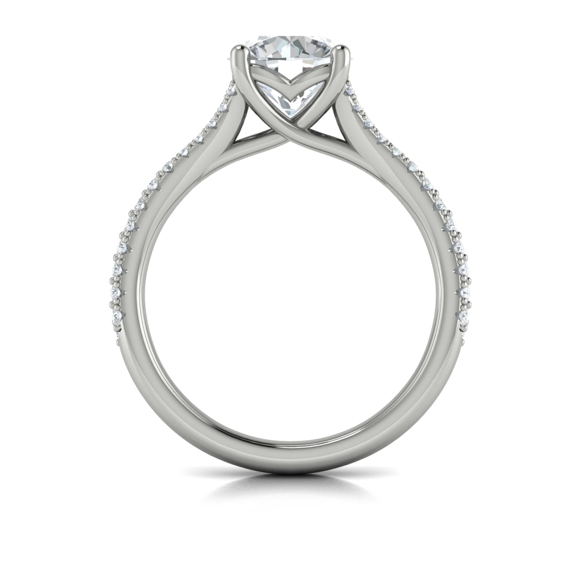 14K White Gold Cathedral Split Shank Diamond Ring