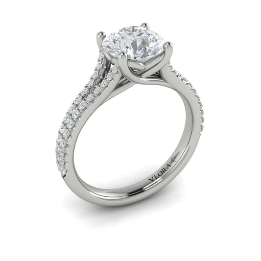 14K White Gold Cathedral Split Shank Diamond Ring