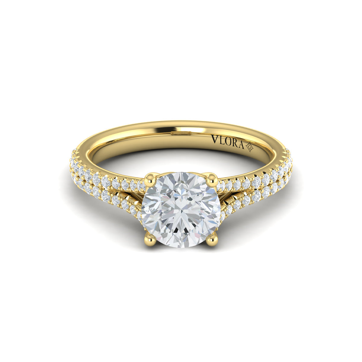 14kt Yellow Gold Cathedral Pave Diamond Engagement Ring