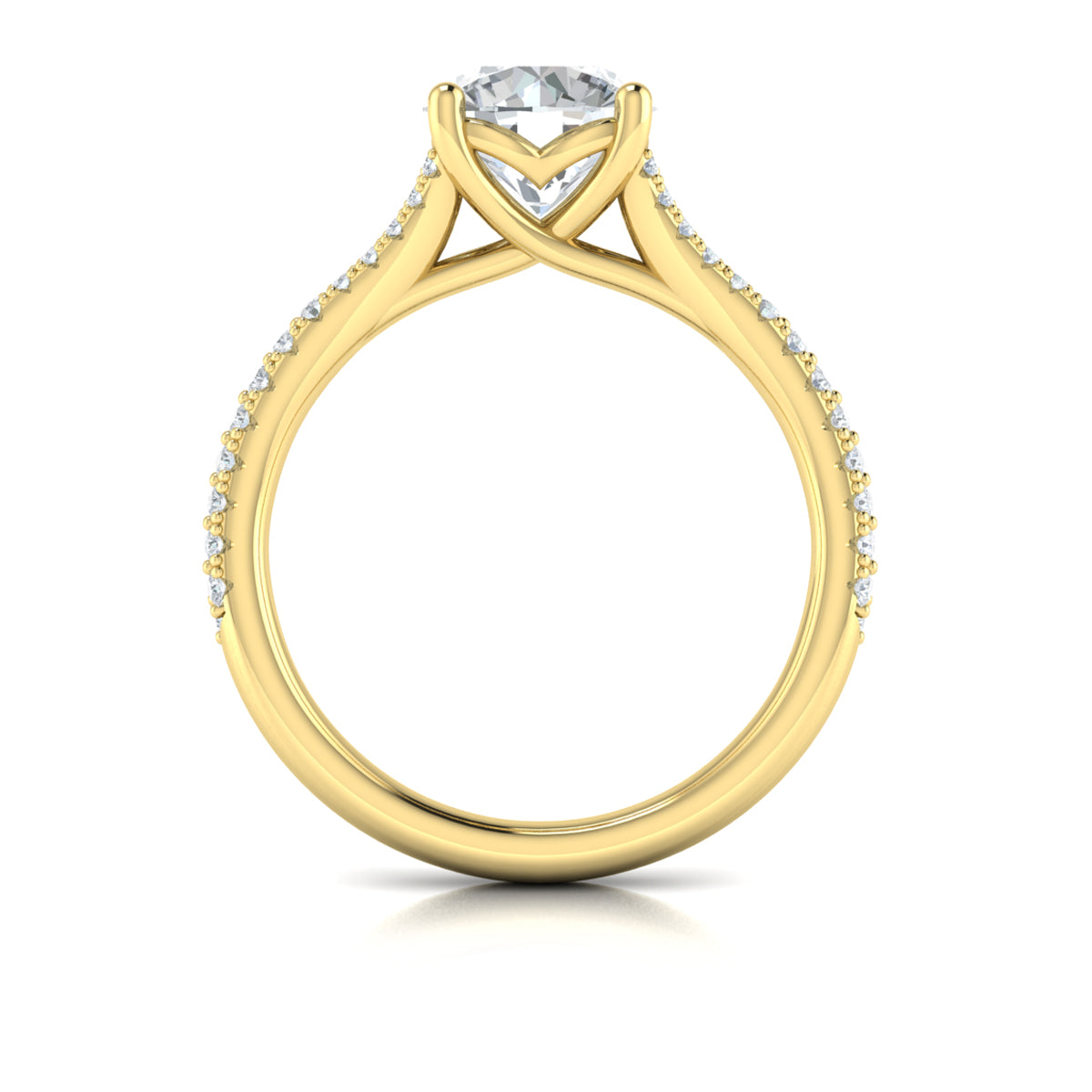 14kt Yellow Gold Cathedral Pave Diamond Engagement Ring