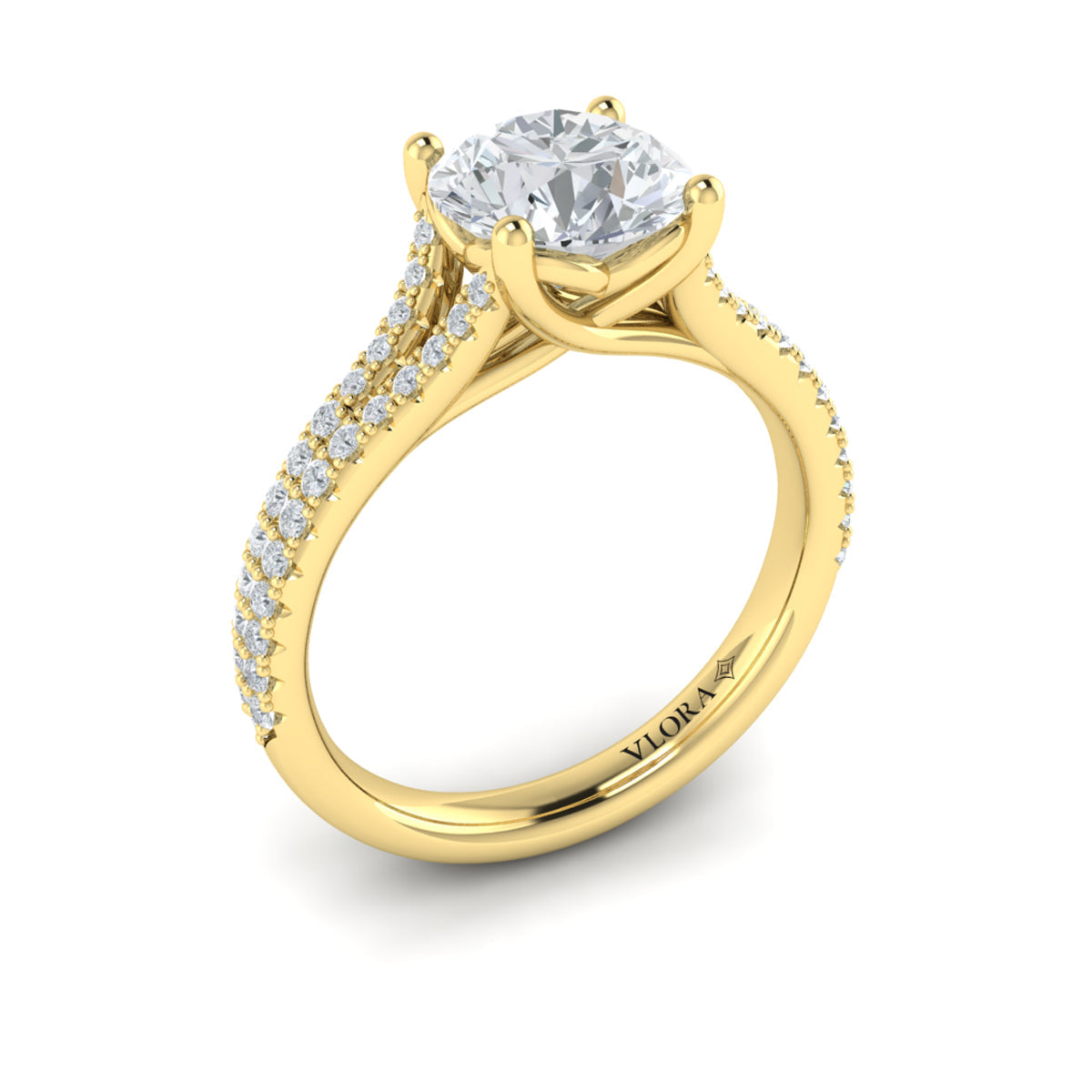 14kt Yellow Gold Cathedral Pave Diamond Engagement Ring