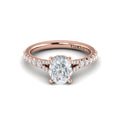 18kt Rose Gold Oval Diamond Split Shank Engagement Ring
