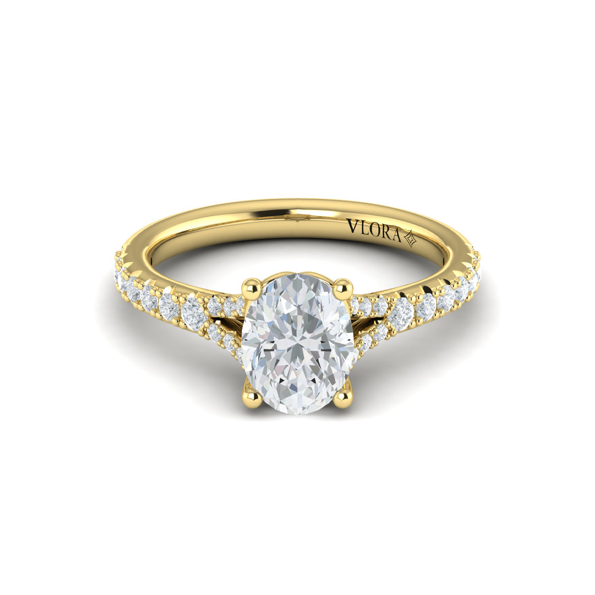 14kt Yellow Gold Oval Diamond Split Shank Engagement Ring