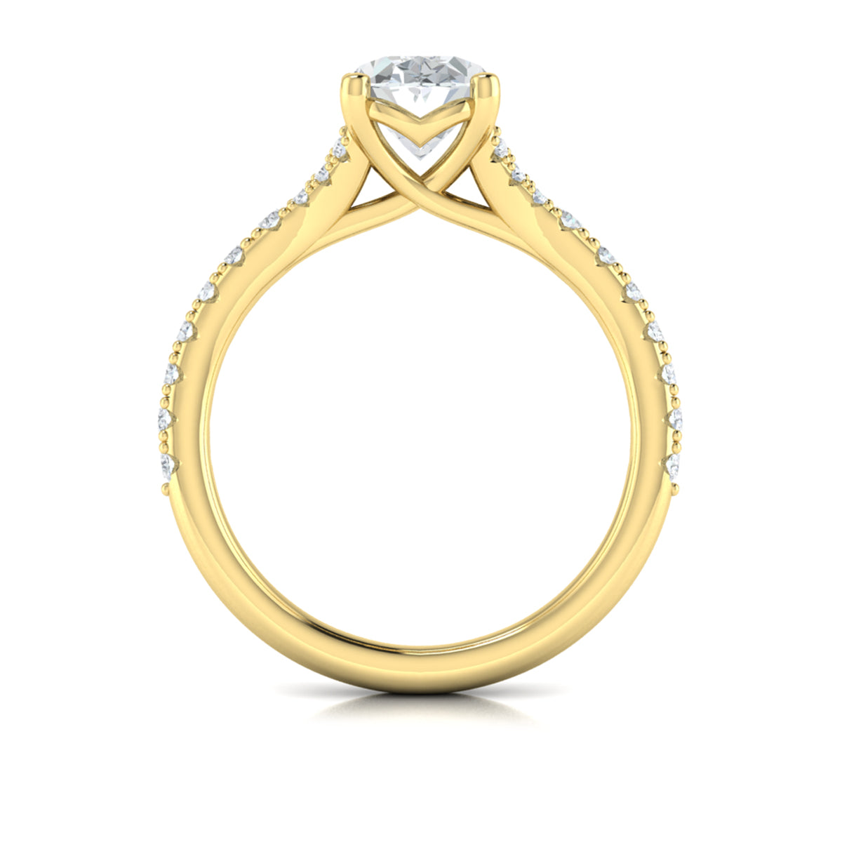 14kt Yellow Gold Oval Diamond Split Shank Engagement Ring