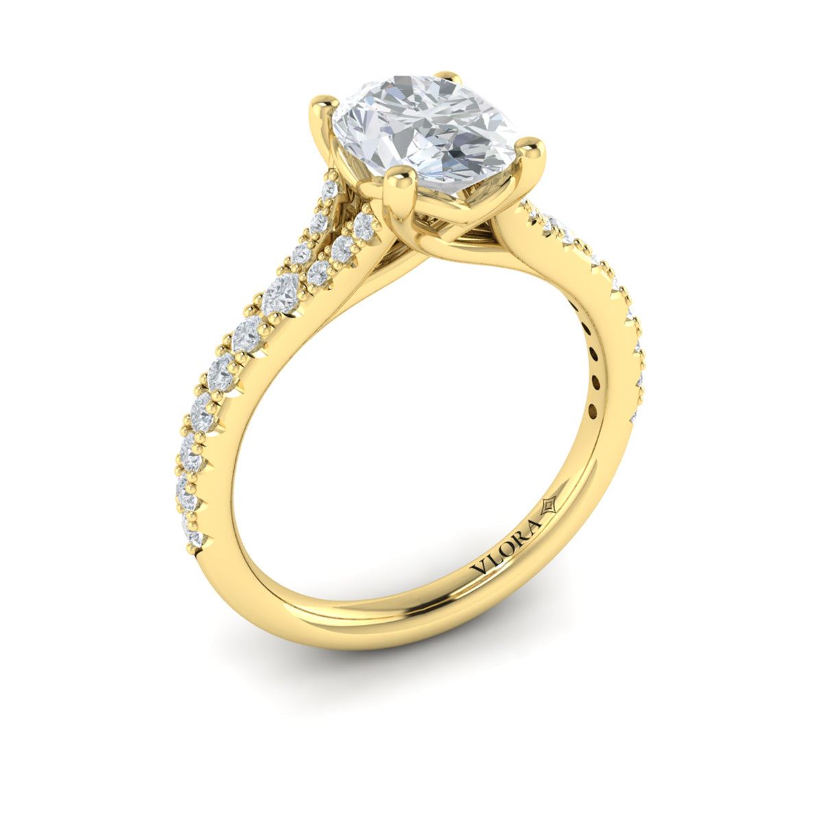 14kt Yellow Gold Oval Diamond Split Shank Engagement Ring
