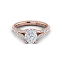 18kt Rose Gold Oval Diamond Cathedral Engagement Ring