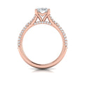 18kt Rose Gold Oval Diamond Cathedral Engagement Ring