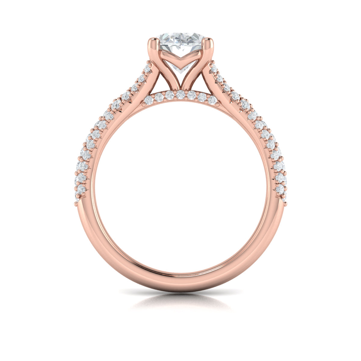 18kt Rose Gold Oval Diamond Cathedral Engagement Ring