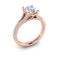18kt Rose Gold Oval Diamond Cathedral Engagement Ring