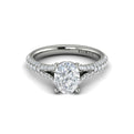 14K White Gold Oval Diamond Cathedral Split Shank Ring