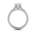 14K White Gold Oval Diamond Cathedral Split Shank Ring