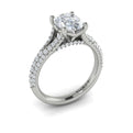 14K White Gold Oval Diamond Cathedral Split Shank Ring