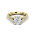 14kt Yellow Gold Oval Diamond Cathedral Split Shank Ring