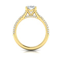 14kt Yellow Gold Oval Diamond Cathedral Split Shank Ring