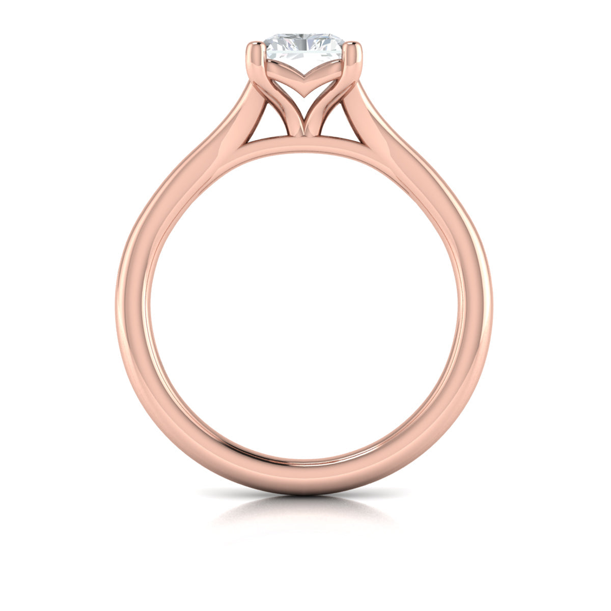 14kt Rose Gold Emerald Cut Split Shank Engagement Ring