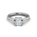 14K White Gold Emerald Cut Split Shank Engagement Ring