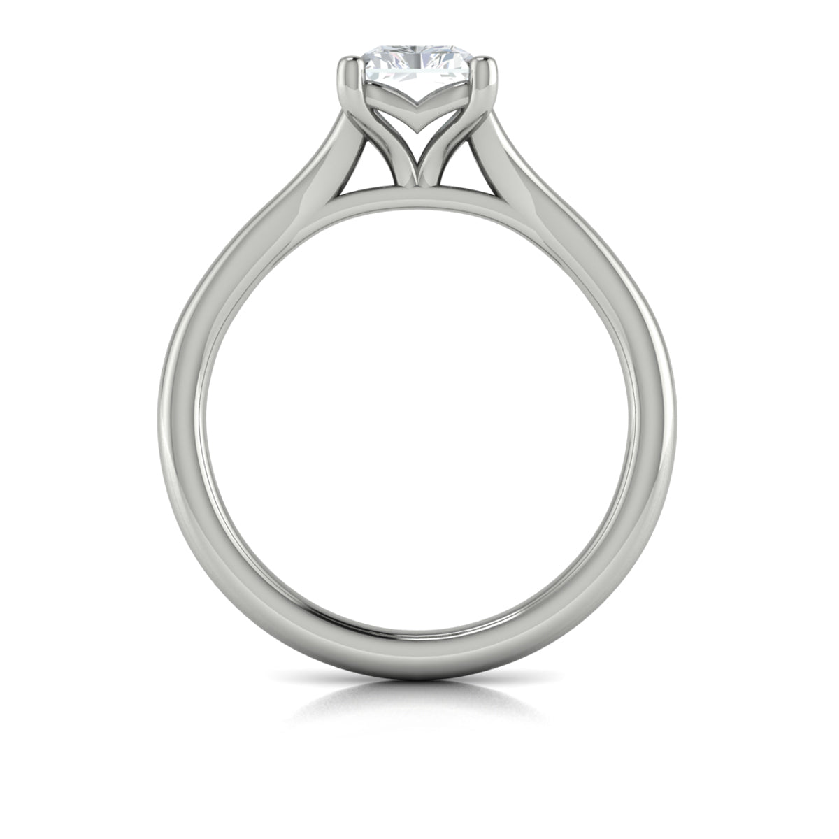 14K White Gold Emerald Cut Split Shank Engagement Ring