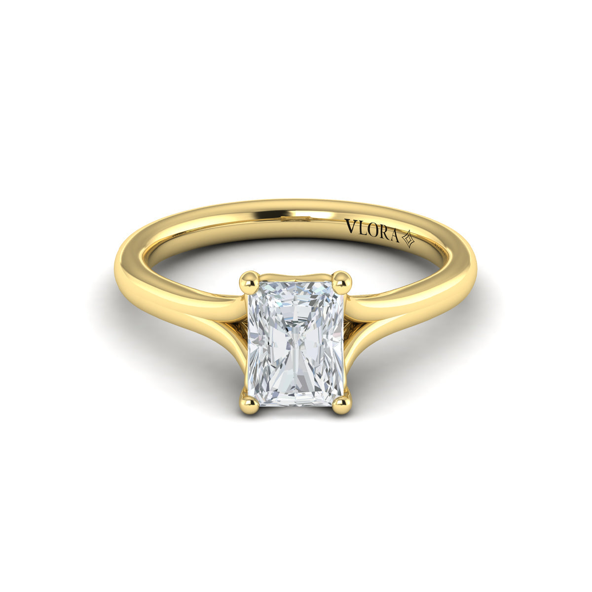 18kt Yellow Gold Emerald Cut Solitaire Engagement Ring