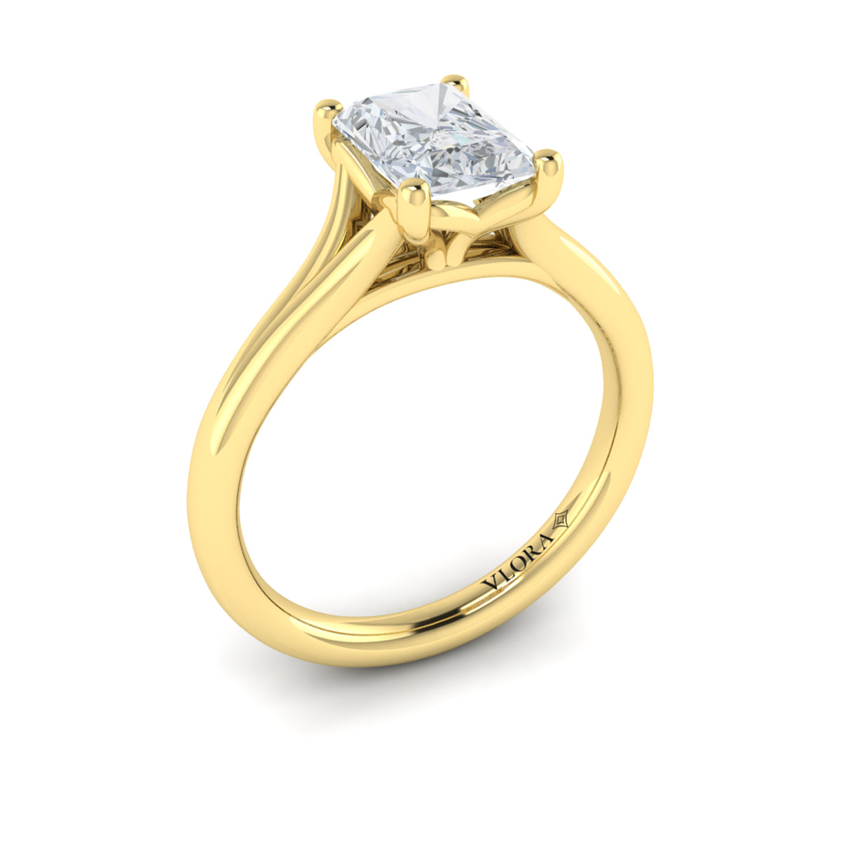 18kt Yellow Gold Emerald Cut Solitaire Engagement Ring