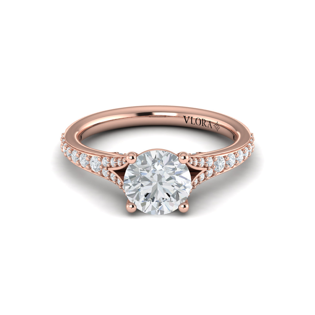 14kt Rose Gold Diamond Split Shank Engagement Ring