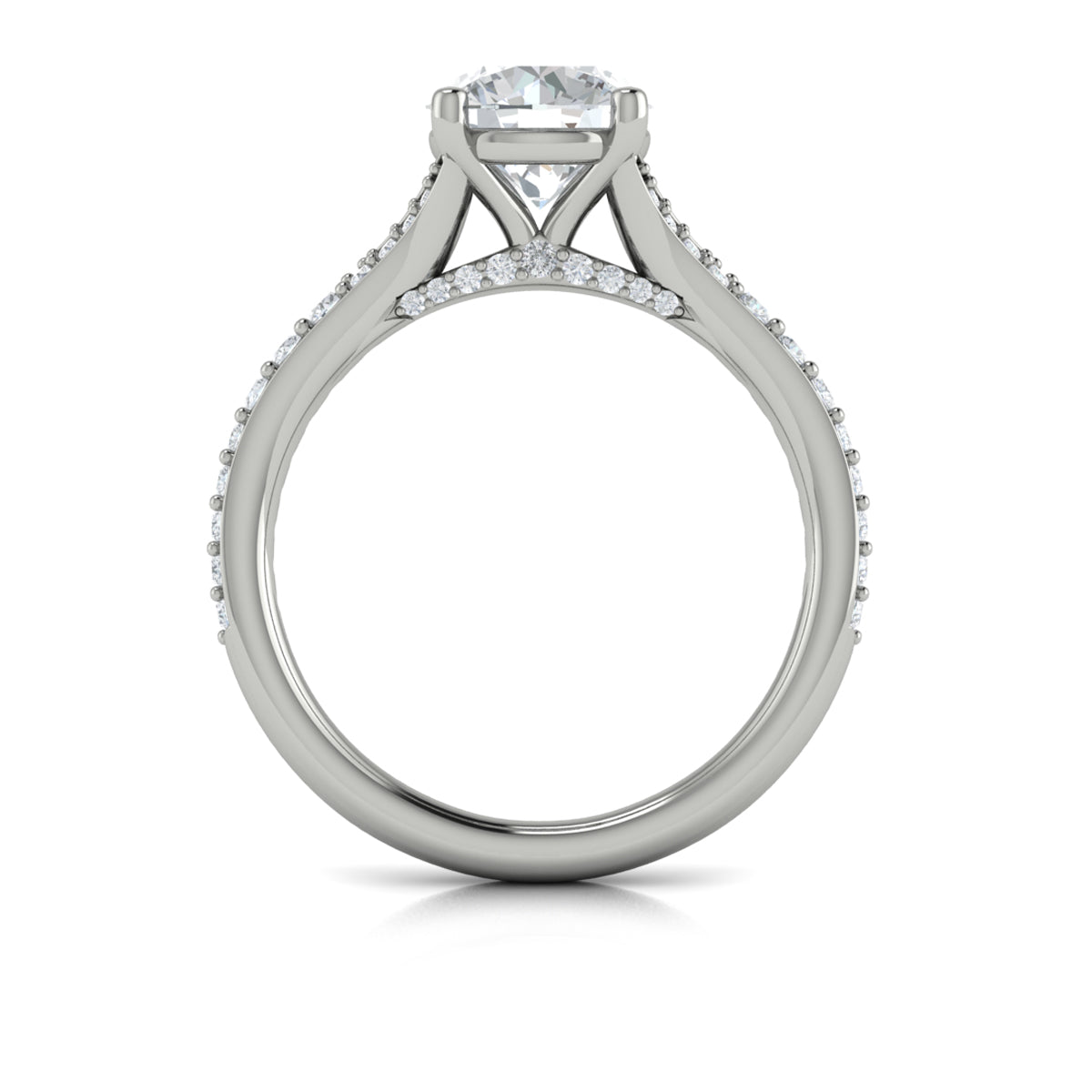 14K White Gold Diamond Split Shank Engagement Ring