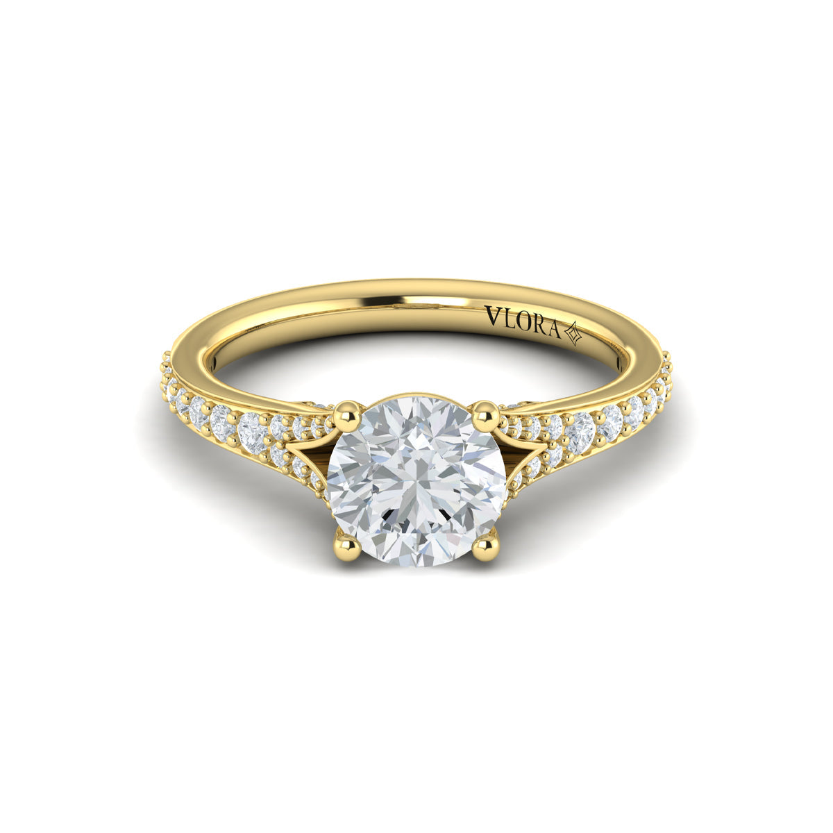 14kt Yellow Gold Diamond Split Shank Engagement Ring