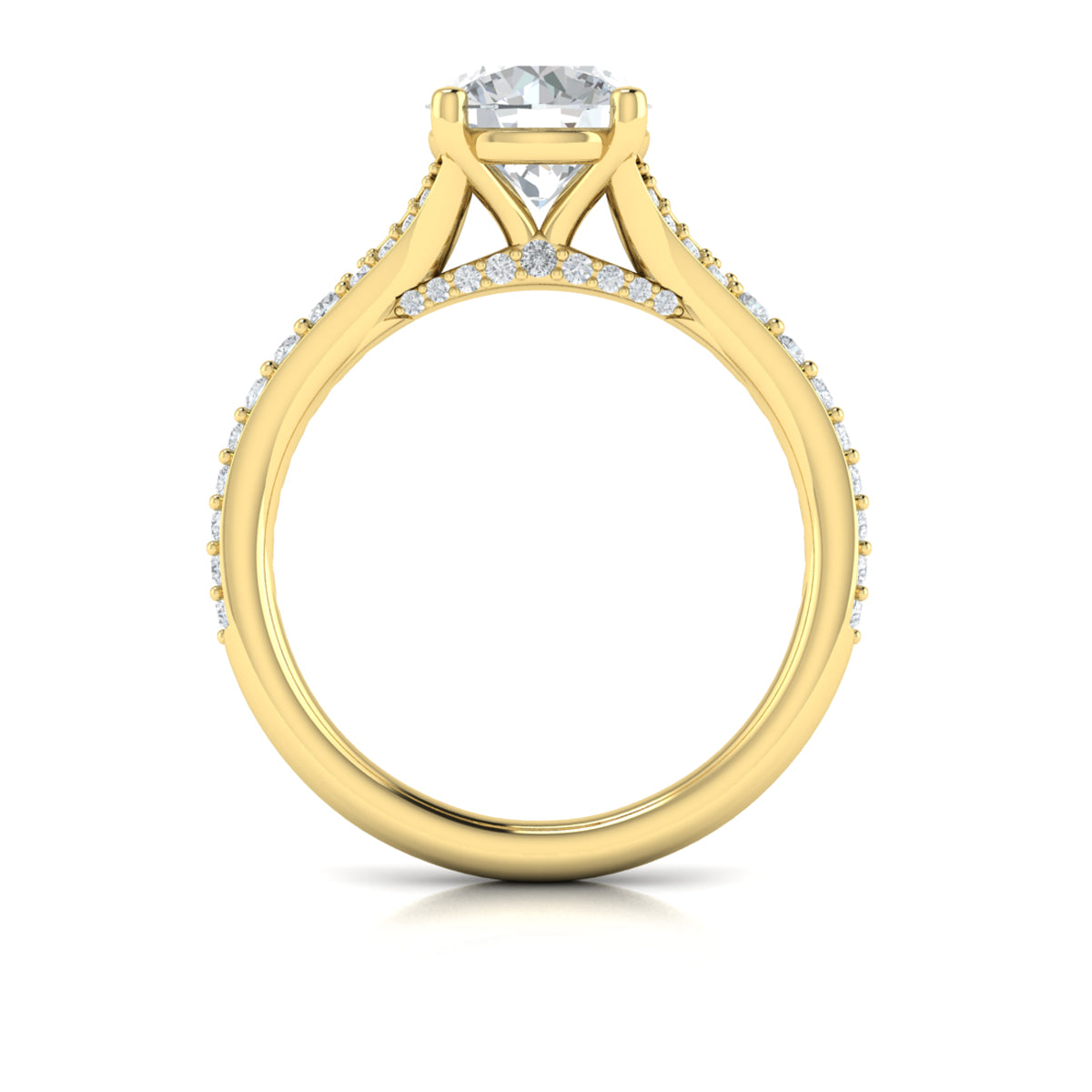 14kt Yellow Gold Diamond Split Shank Engagement Ring