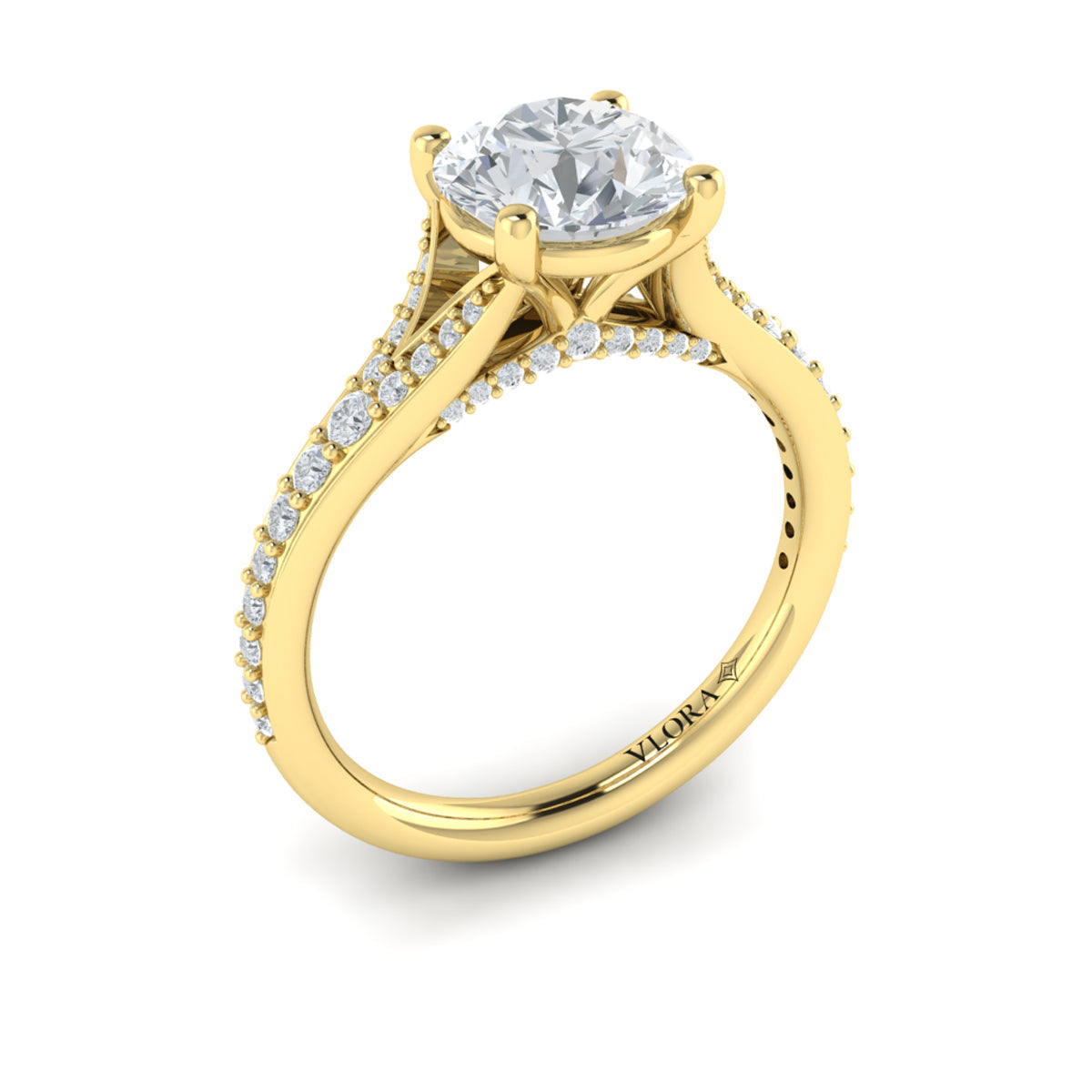 14kt Yellow Gold Diamond Split Shank Engagement Ring