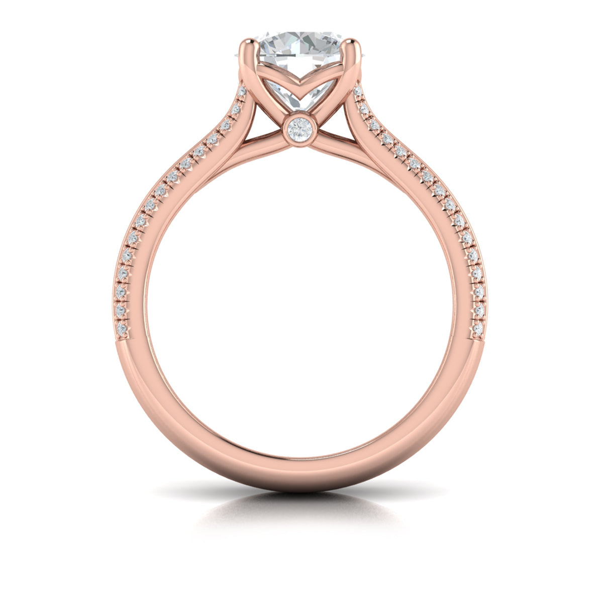 18kt Rose Gold Round Diamond Cathedral Engagement Ring