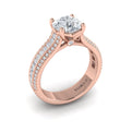 18kt Rose Gold Round Diamond Cathedral Engagement Ring