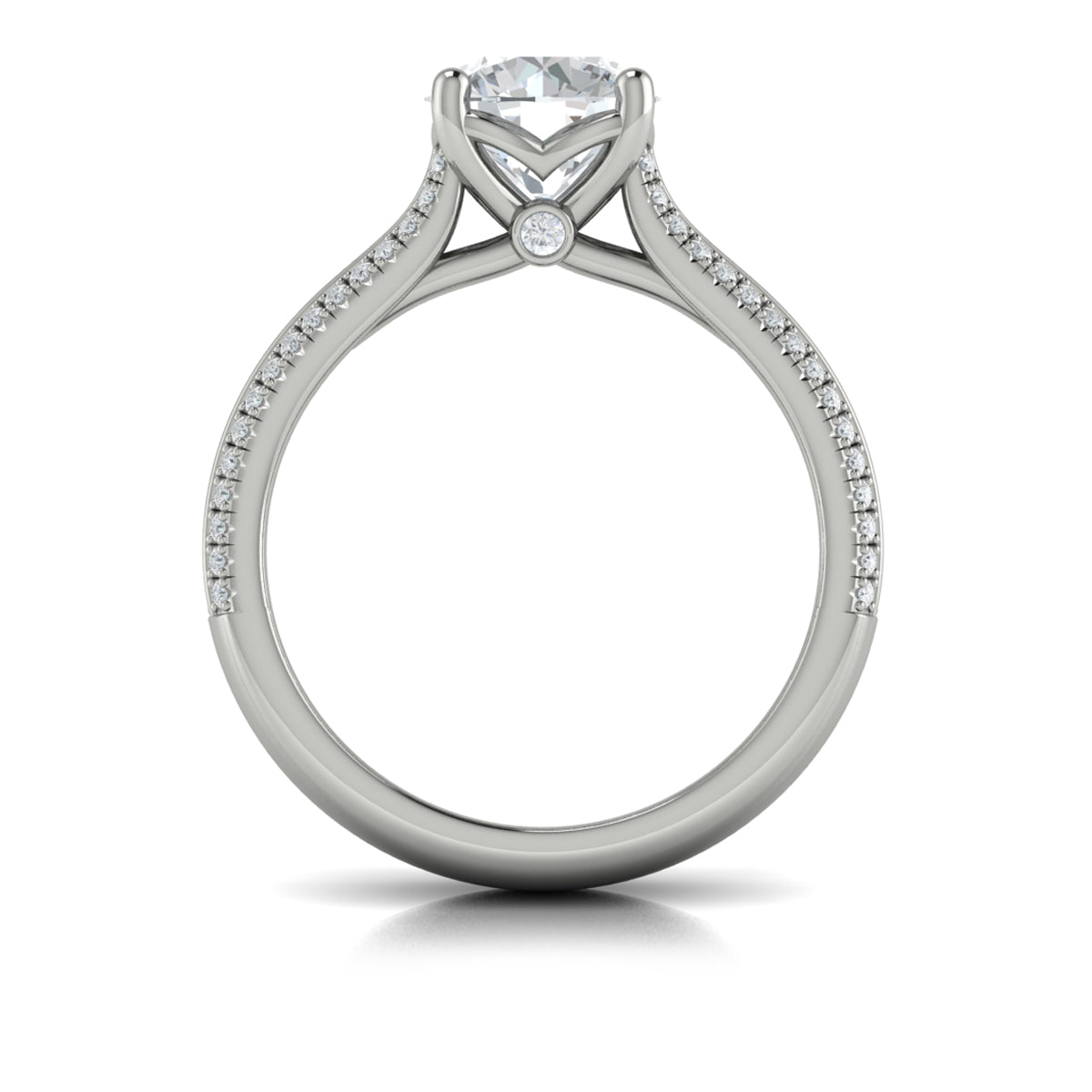 14K White Gold Round Diamond Cathedral Engagement Ring