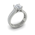 14K White Gold Round Diamond Cathedral Engagement Ring
