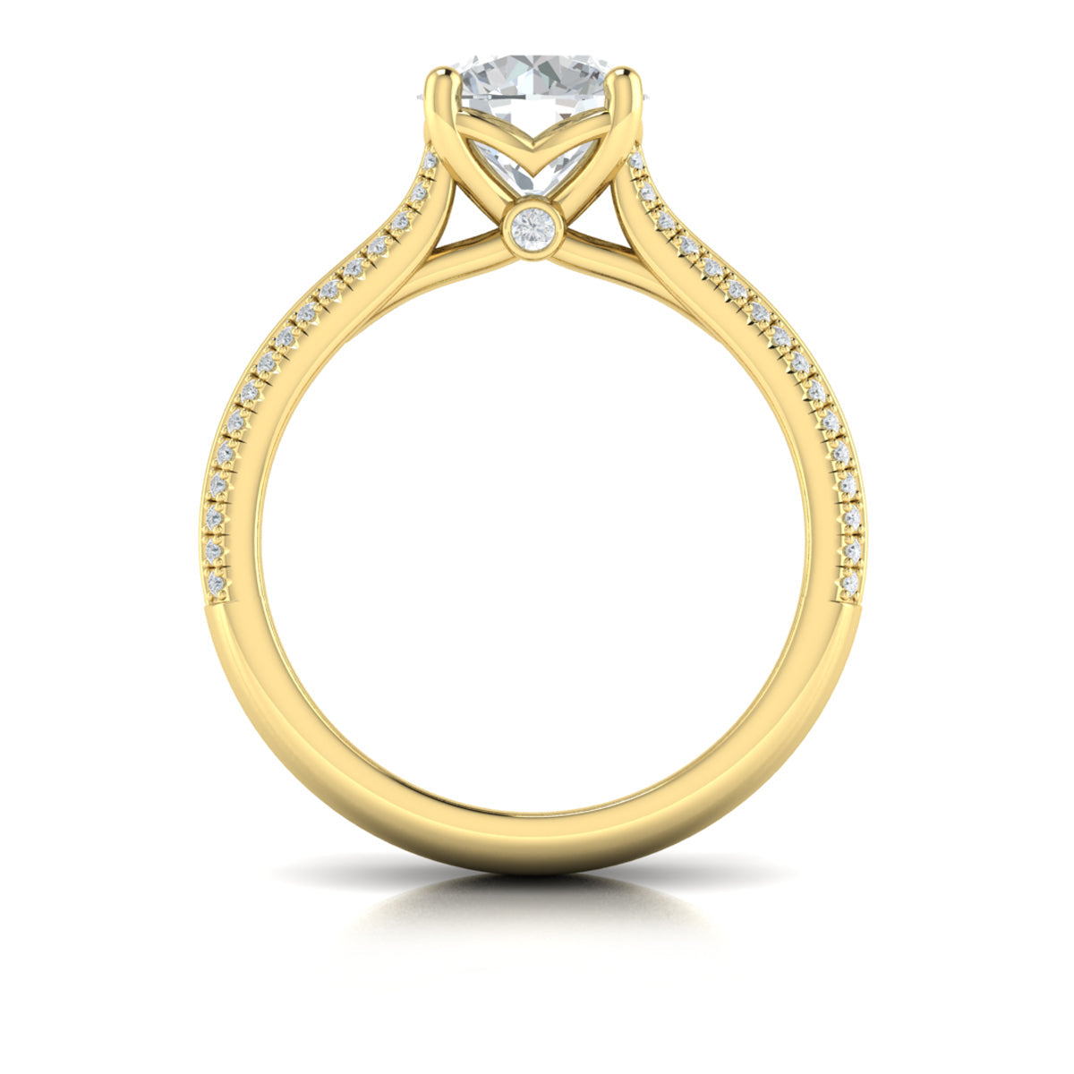 14kt Yellow Gold Round Diamond Cathedral Engagement Ring