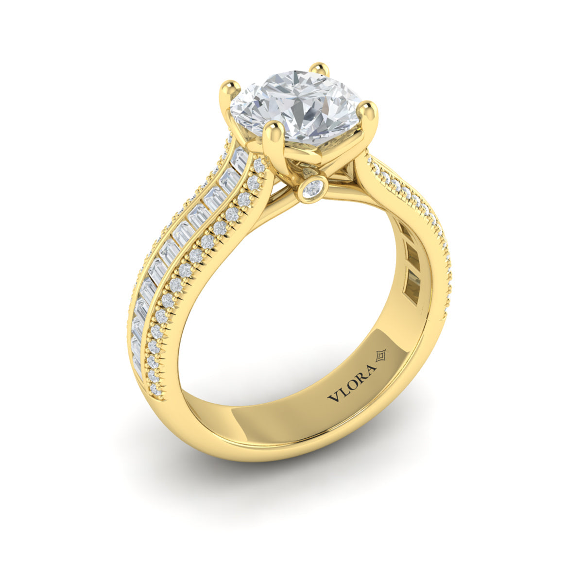 14kt Yellow Gold Round Diamond Cathedral Engagement Ring