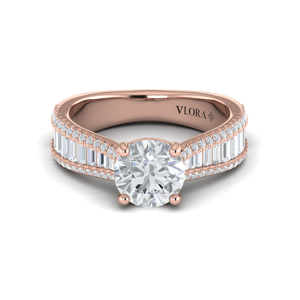 14kt Rose Gold Round Diamond Symphony Engagement Ring