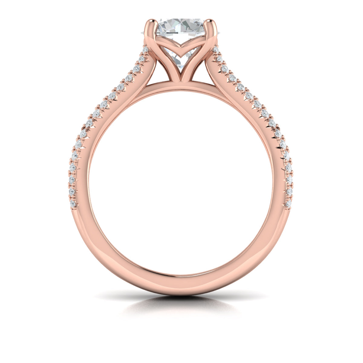 14kt Rose Gold Round Diamond Symphony Engagement Ring