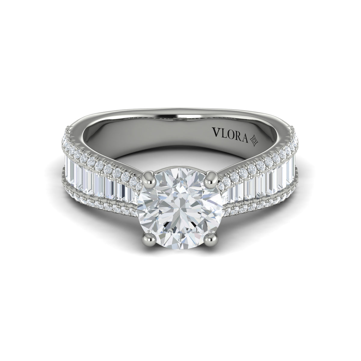 14K White Gold Round Diamond Symphony Engagement Ring