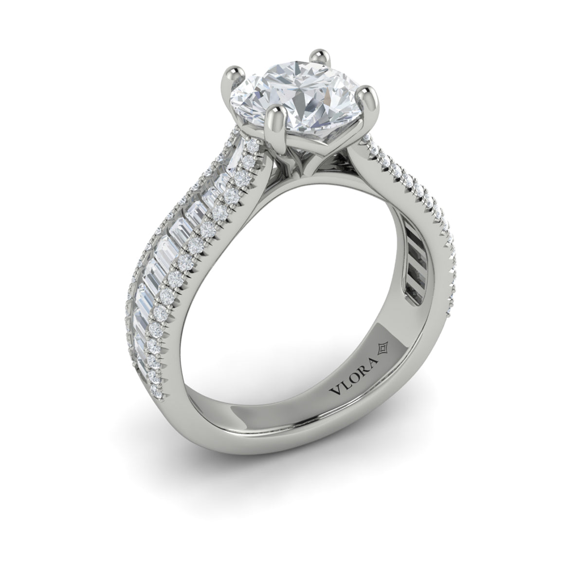 14K White Gold Round Diamond Symphony Engagement Ring