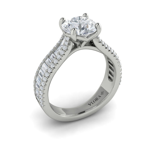 14K White Gold Round Diamond Symphony Engagement Ring