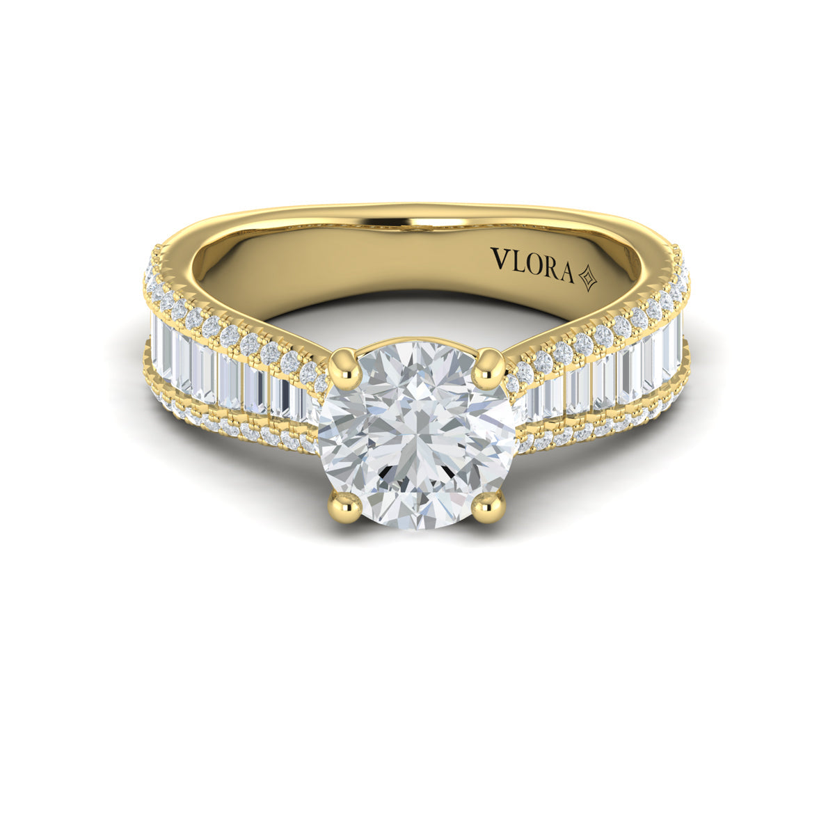 14kt Yellow Gold Round Diamond Symphony Engagement Ring