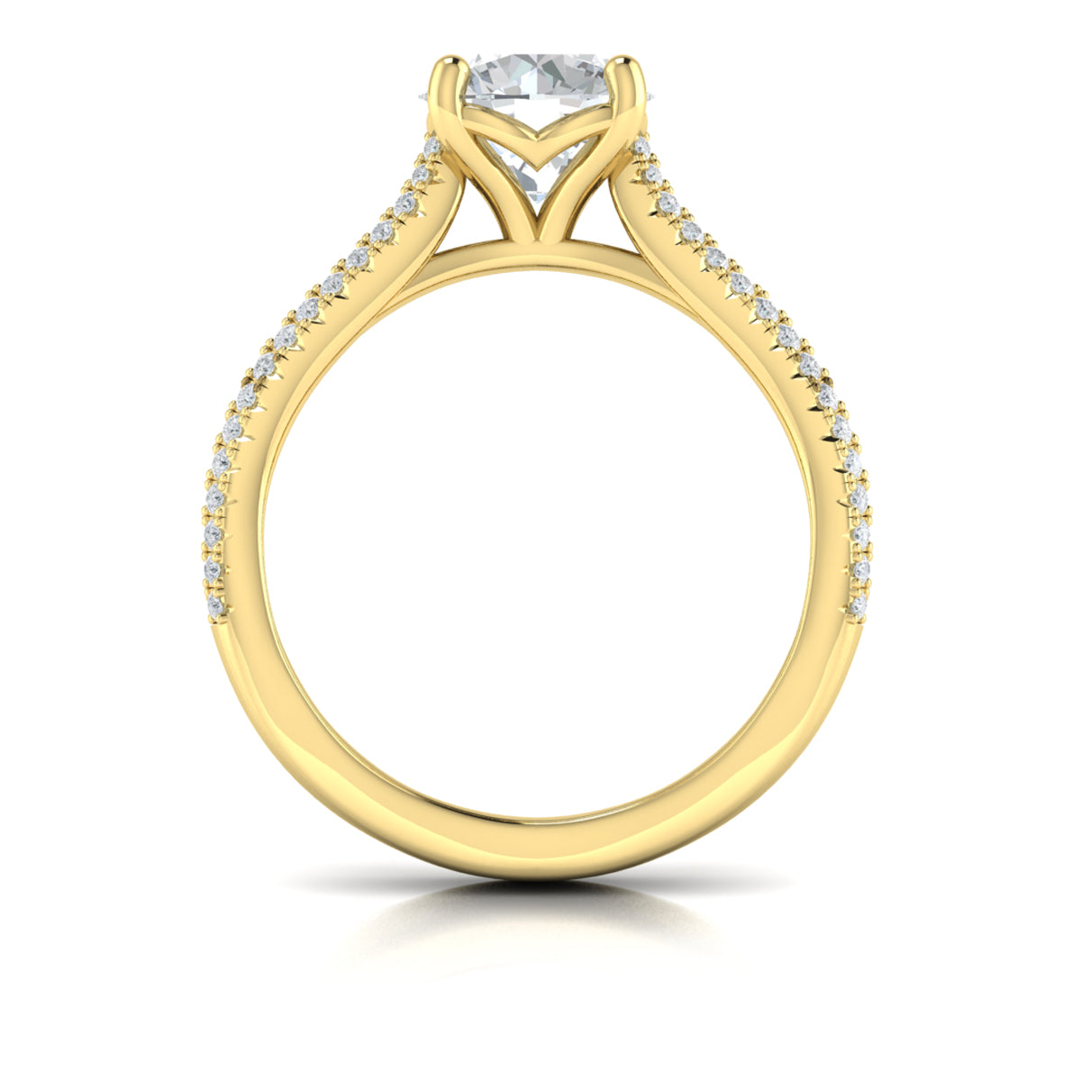 14kt Yellow Gold Round Diamond Symphony Engagement Ring