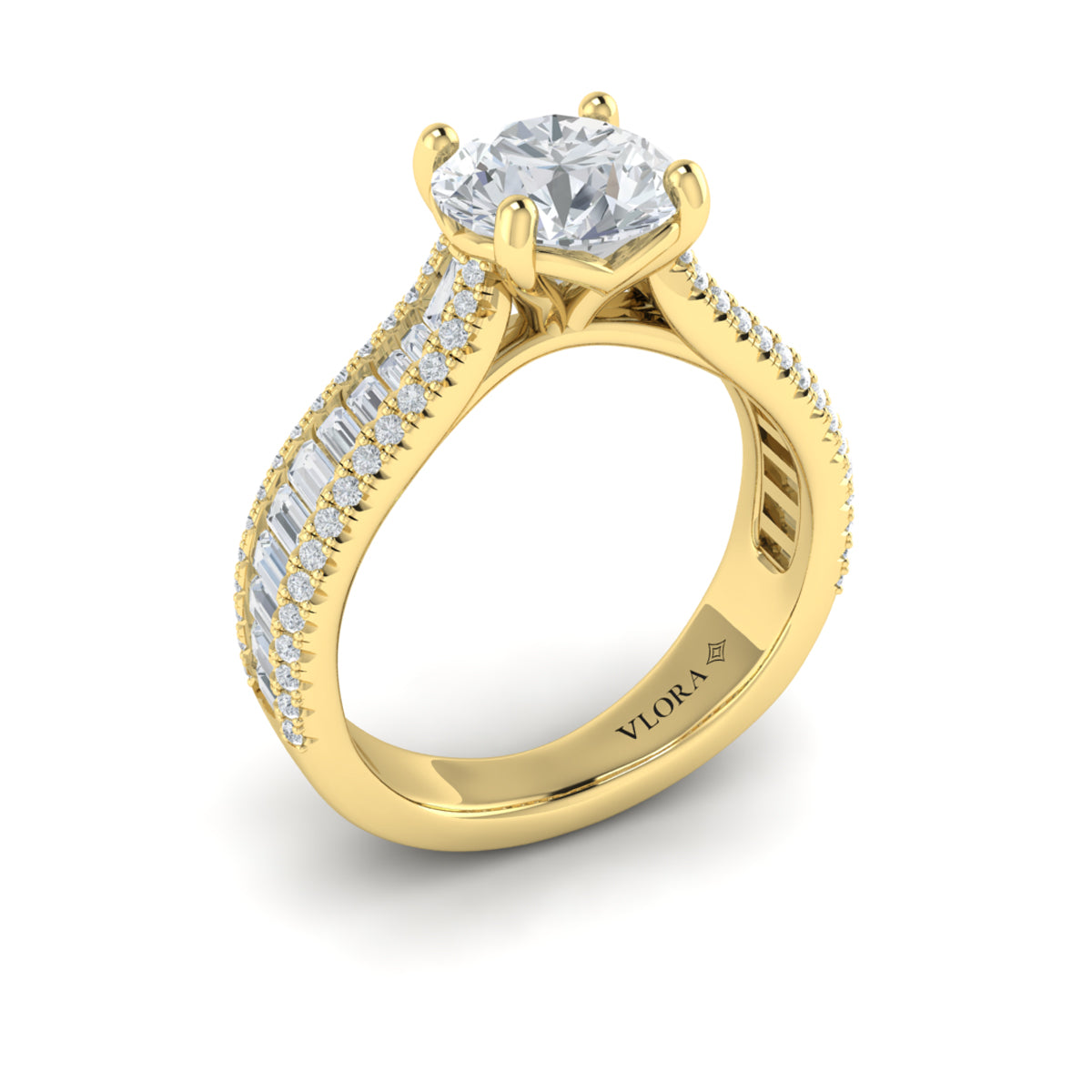 14kt Yellow Gold Round Diamond Symphony Engagement Ring