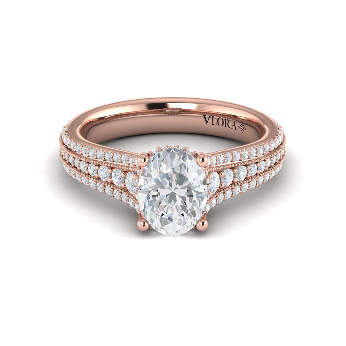 14kt Rose Gold Oval Diamond Vintage Engagement Ring