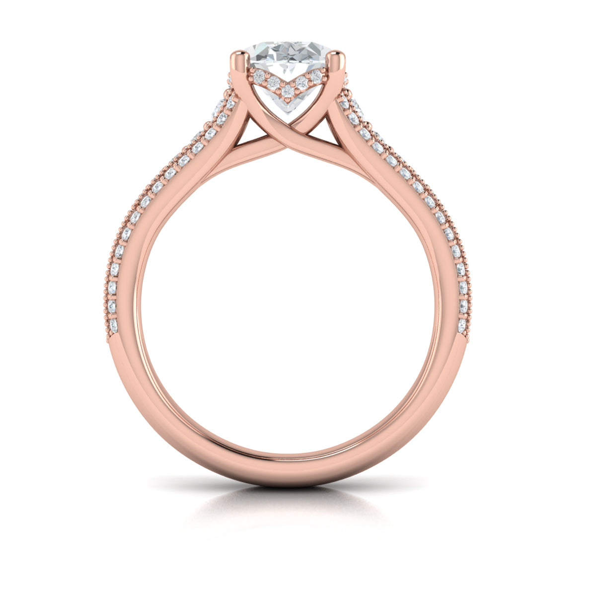 14kt Rose Gold Oval Diamond Vintage Engagement Ring