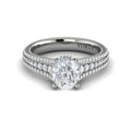 14K White Gold Oval Diamond Vintage Engagement Ring