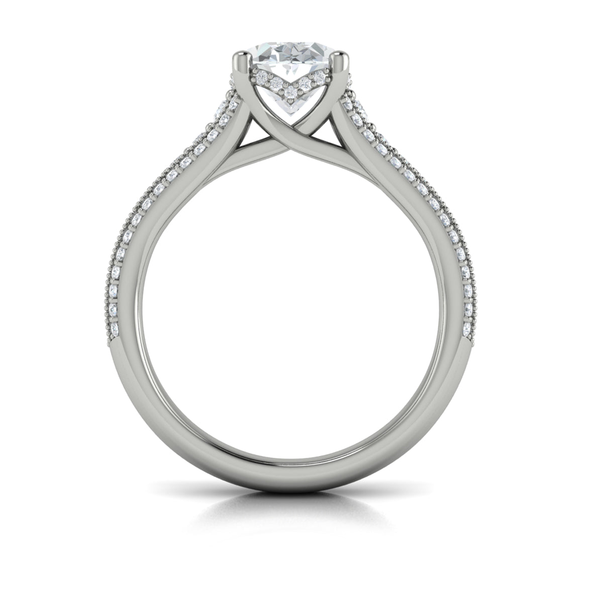 14K White Gold Oval Diamond Vintage Engagement Ring