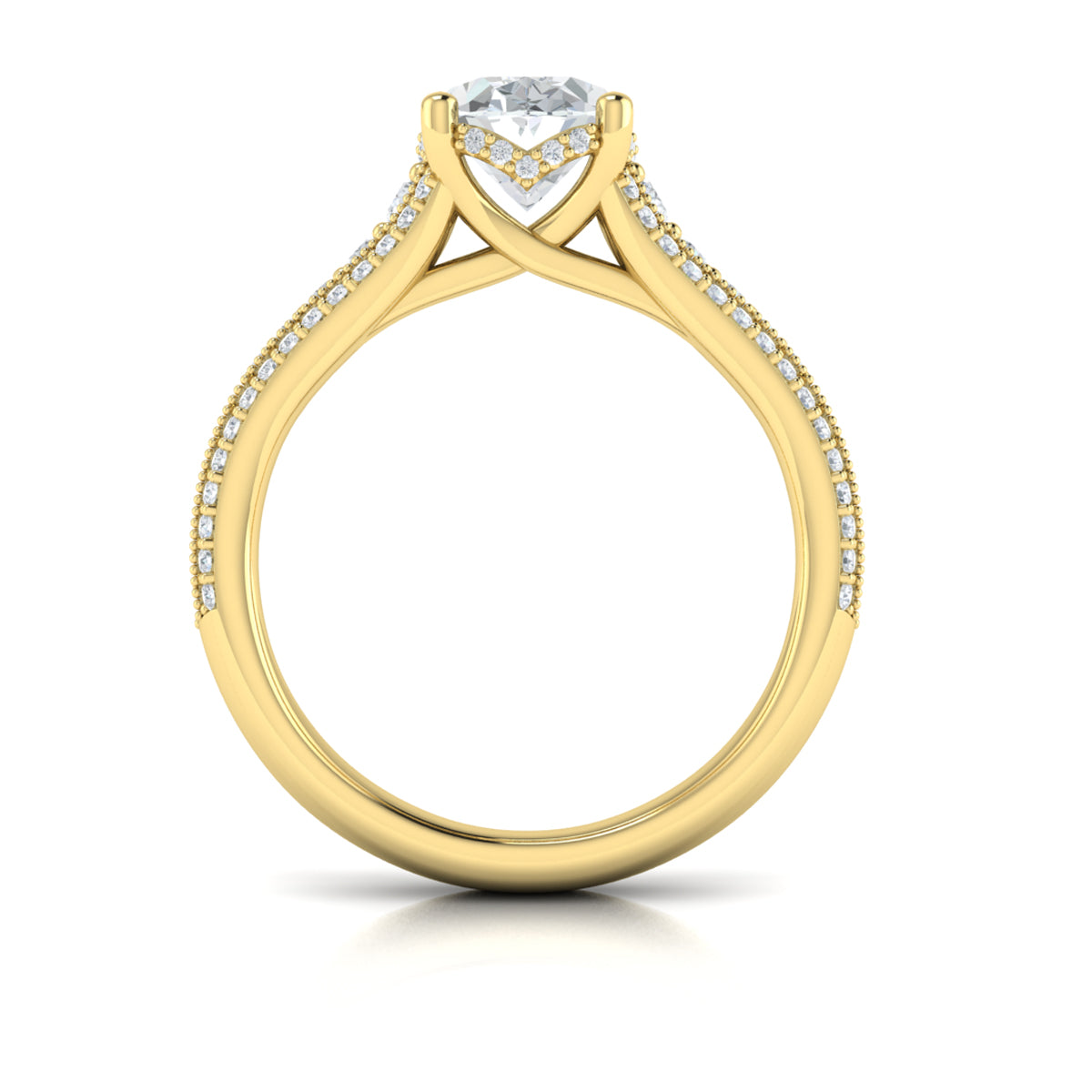 14kt Yellow Gold Oval Hidden Halo Diamond Ring